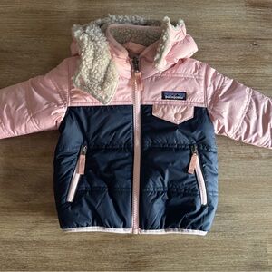 Patagonia Pink and Blue Reversible Jacket with Sherpa Lining
